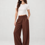 100% Linen Wide-Elastic-Waistband Balloon Pants