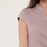 100% Linen Wrap Tie Sleeveless Blouse