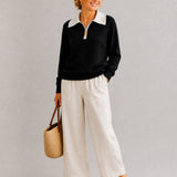 100% Merino Wool Half-Zip Collared Sweater
