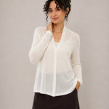 100% Superfine Merino Wool V-Neck Button-Front Cardigan