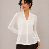 100% Superfine Merino Wool V-Neck Button-Front Cardigan