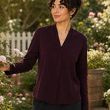 100% Superfine Merino Wool V-Neck Button-Front Cardigan