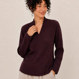100% Superfine Merino Wool V-Neck Ribbed Knit Sweater