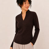 100% Superfine Merino Wool V-Neck Ribbed Knit Sweater