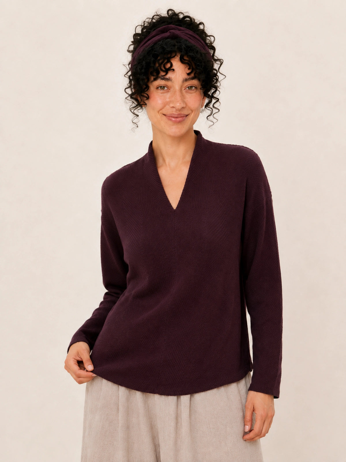 100% Superfine Merino Wool V-Neck Ribbed Knit Sweater