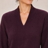 100% Superfine Merino Wool V-Neck Ribbed Knit Sweater