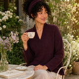 100% Superfine Merino Wool V-Neck Ribbed Knit Sweater