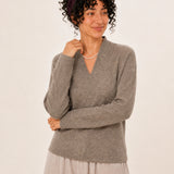 100% Superfine Merino Wool V-Neck Ribbed Knit Sweater