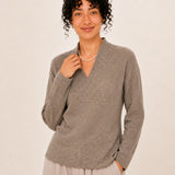 100% Superfine Merino Wool V-Neck Ribbed Knit Sweater