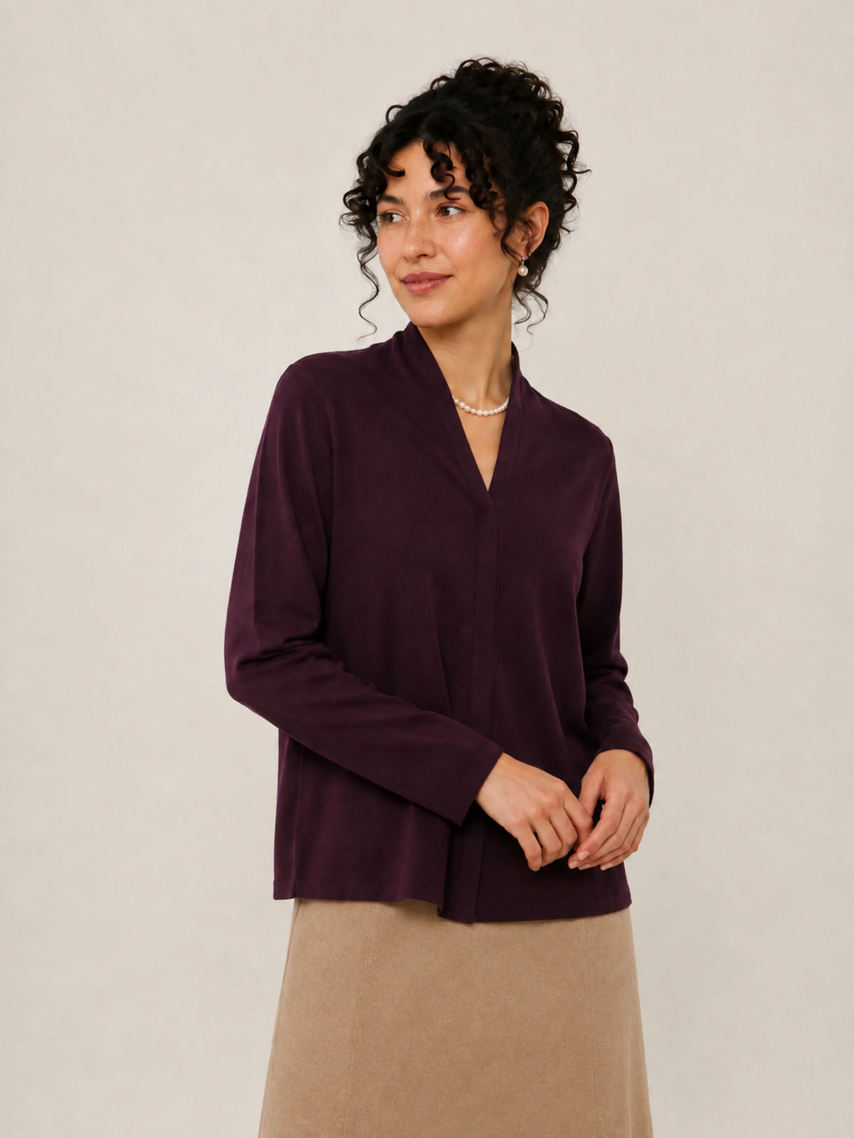 100% Superfine Merino Wool V-Neck Button-Front Cardigan