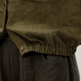 100% Linen V-neck Button Down Chest Pocket Blouse