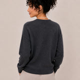 100% Wool V-Neck Beaded Floral Cardigan