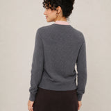 100% Wool V-Neck Rhinestone-Embellished Button-Front Cardigan