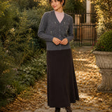 100% Wool V-Neck Rhinestone-Embellished Button-Front Cardigan