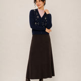 100% Wool V-Neck Rhinestone-Embellished Button-Front Cardigan