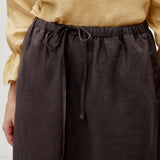 100% Linen Elastic Waist Pocket H-Line Maxi Skirt