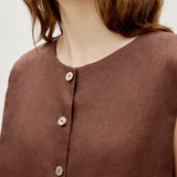 100% Linen Embroidered Tank & Straight Leg Pants Set