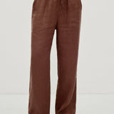 100% Linen Elastic Drawstring Straight Leg Pants