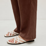 100% Linen Embroidered Tank & Straight Leg Pants Set