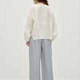 100% Linen Elastic Waist Pleated Wide Leg Pants
