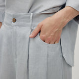 100% Linen Elastic Waist Pleated Wide Leg Pants