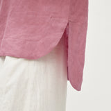 100% Linen Round Neck Half Sleeve Curved Hem Relaxed Blouse