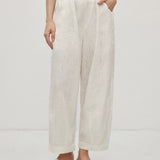 100% Linen Slant Pocket Elastic Waist Cropped Pants