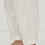100% Linen Slant Pocket Elastic Waist Cropped Pants