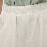 100% Linen Slant Pocket Elastic Waist Cropped Pants