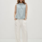 100% Full Elastic Waist Patch Pocket Classic Pants