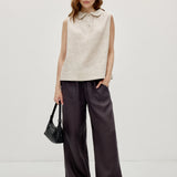 100% Linen Elastic Waist Straight Leg Pants