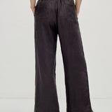 100% Linen Elastic Waist Straight Leg Pants
