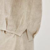 100% Linen Elasticated Cuffs Blouse & Cropped Pants Set