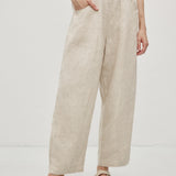 100% Linen Slant Pocket Elastic Waist Cropped Pants