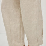 100% Linen Slant Pocket Elastic Waist Cropped Pants
