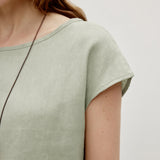 100% Linen Cap Sleeve Pullover Blouse
