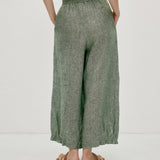 100% Elastic Trim Side Pocket Wide Leg Cropped Pants
