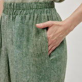 100% Elastic Trim Side Pocket Wide Leg Cropped Pants