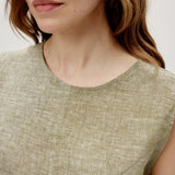 100% Linen Pullover Sleeveless Tank Top with Waist Rope