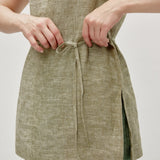 100% Linen Pullover Sleeveless Tank Top with Waist Rope