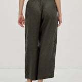 100% Linen Slant Pocket Elastic Waist Cropped Pants