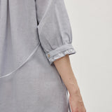 Linen Cotton Ruffle Trim Half Sleeve Layered Maxi Dress