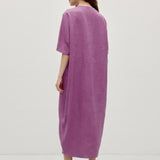 100% Linen V-neck Dropped Shoulder Loose-fit Maxi Dress