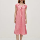 100% Linen Sleeveless Pleated Side Pocket Maxi Dress