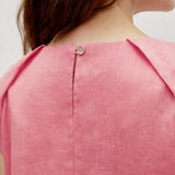 100% Linen Sleeveless Pleated Side Pocket Maxi Dress