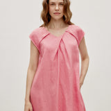100% Linen Sleeveless Pleated Side Pocket Maxi Dress