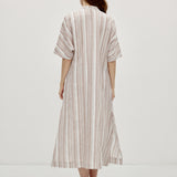 Linen Cotton Stripe Batwing Sleeve Oversized Maxi Dress