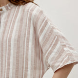 Linen Cotton Stripe Batwing Sleeve Oversized Maxi Dress