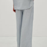 100% Linen Elastic Waist Pleated Wide Leg Pants