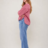 100% Linen Round Neck Half Sleeve Curved Hem Relaxed Top